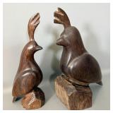 (2) Vintage Handcarved Ironwood Quail Figurines >