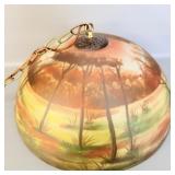 Vintage Handpainted Reverse Painted Hanging Lamp