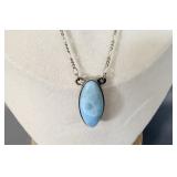 Sterling Silver Larimar Necklace 20' .925 Chain