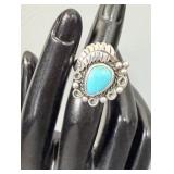 Navajo Sterling Silver Turquoise Ring sz 8.5