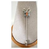 Sterling Silver Turquoise & Coral Chip Inlay >
