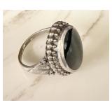 Sterling Silver Black Onyx Ring sz 8