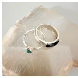 Sterling Silver Onyx & Malachite Rings sz 5
