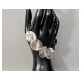 Vintage Sterling Silver Espo Shiny Disk Bracelet >