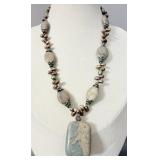 Sterling Silver African Opal Jasper Necklace 18'