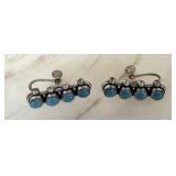 Vintage Zuni Sterling Silver Green Turquoise >