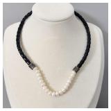 Sterling Silver Pearl Rope Necklace 14'