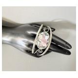Silvertone Mother of Pearl & Abalone Cuff Bracelet