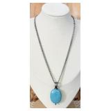 Sterling Silver Turquoise Necklace 20' .925 Chain