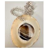 Sterling Silver Banded Agate Necklace 20'.925 >