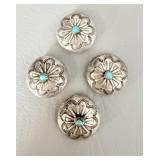 Silver Tone Turquoise Button Covers