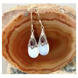 Sterling Silver Opal Dangle Earrings