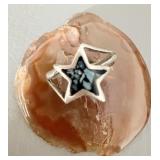Sterling Silver Turquoise Chip Inlay Star Ring >
