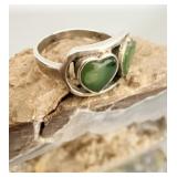 Sterling Silver Double Heart Turquoise Ring sz 4