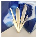 Vintage Carved Bone Cattail Brooch