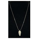Abalone Shell Necklace 24' Sterling Silver Chain