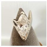 Sterling Silver Marquise Statement Ring sz 6.5