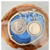1954 Silver Roosevelt Dime Dangle Earrings