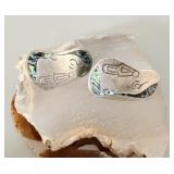 Sterling Silver Taxco ES Abalone Inlay Earrings>