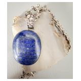 Large Sterling Silver Lapis Lazuli Necklace >