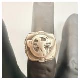 Sterling Silver Flying Bird Mens Ring sz 10.5