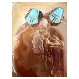 Sterling Silver Blue Opal Stud Earrings