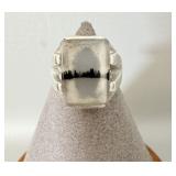 Sterling Silver Dendritic Opal Ring sz 9.5