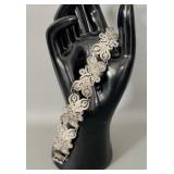 Vintage Mexico Silver Floral Filigree Bracelet 8'
