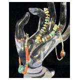 (3) Sterling Silver Turquoise Coral Bead Bracelets