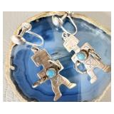 Sterling Silver Turquoise Navajo Kachina Earrings