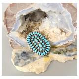 Vintage Sterling Silver Navajo Turquoise Cluster >