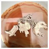 Sterling Silver Western Cowboy Charm Bracelet 6'
