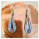 Liquid Sterling Silver Lapis Bead Dangle Earrings