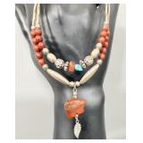 Liquid Sterling Silver Turquoise Coral Fetish >