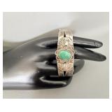 Silvertone Faux Turquoise Cuff Bracelet