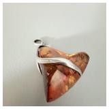 Large Sterling Silver Baltic Amber Pendant