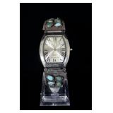 Old Sterling Silver & Turquoise Navajo Cuff watch>