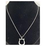 Sterling Silver Horseshoe Necklace 16' .925 Chain