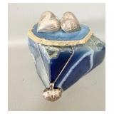 Sterling Silver Heart Necklace & Earrings 18' .925