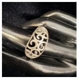 Sterling Silver Domed Open Scroll Ring sz 8.5