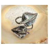Sterling Silver Navajo Abalone Leaf Adjustable >