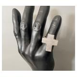 Heavy Sterling Silver Cross Ring sz 8 15.34g