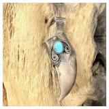 Vintage Sterling Silver Turquoise Bear Claw >
