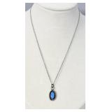Sterling Silver Turquoise Necklace 16' .925 Chain
