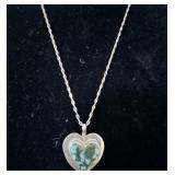 Sterling Silver Turquoise Heart Necklace signed>