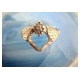 10K Black Hills Gold & Sterling Silver Ring sz 6