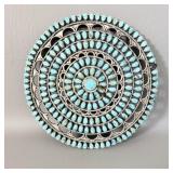 LARGE Sterling Silver Turquoise Bead Brooch LMB