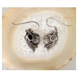 Sterling Silver Navajo Black Onyx Dangle Earrings