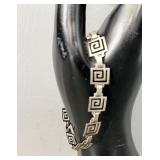 Sterling Silver Greek Key Link Bracelet 7'