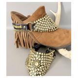 Leather Gold Tone Ribco USA Womens Boot Cuffs